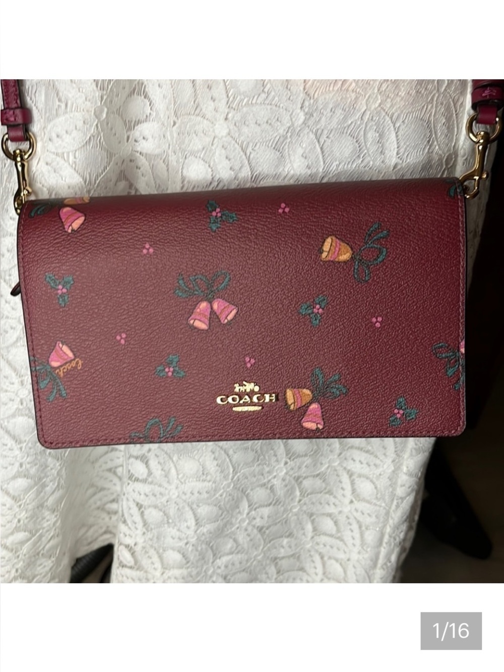 Coach Holiday Bells Crossbody bag Wallet Clutch coated canvas Collectible NWT